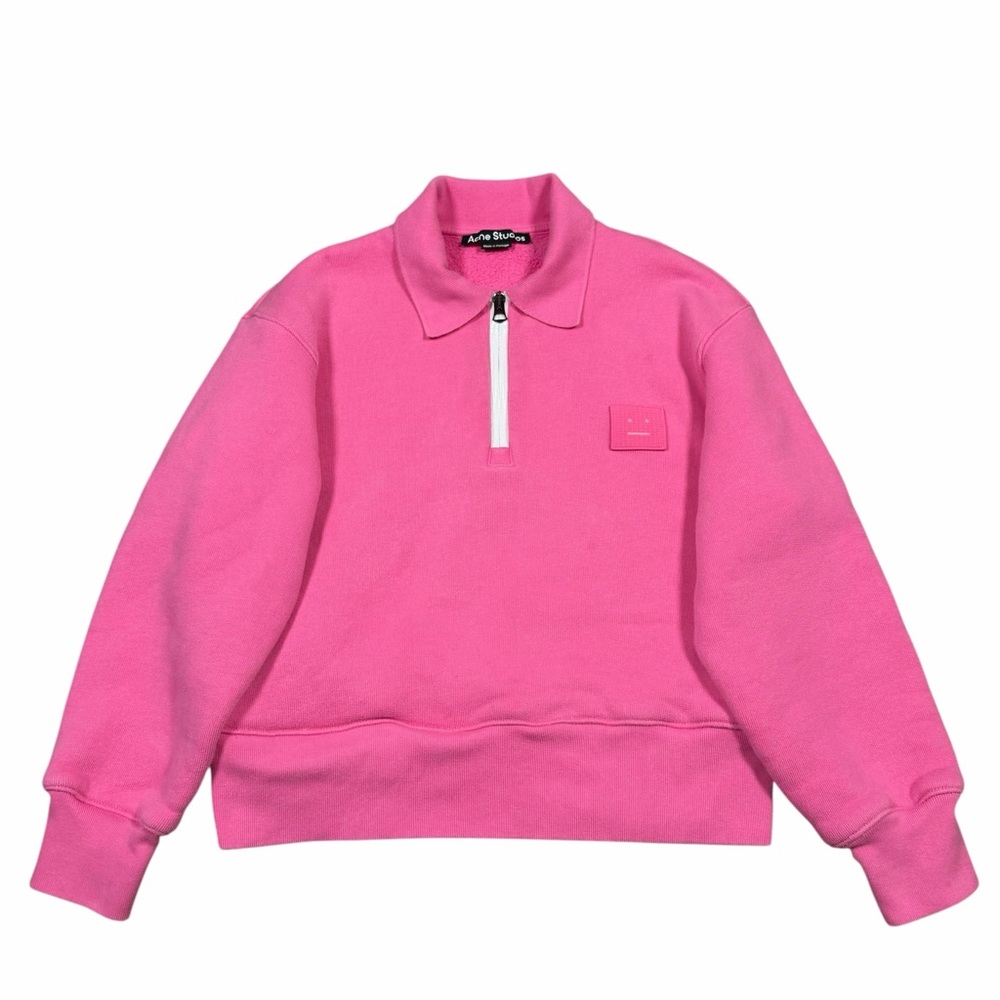 ACNE STUDIOS Pink Half Zip Women's Collared Sweatshirt
